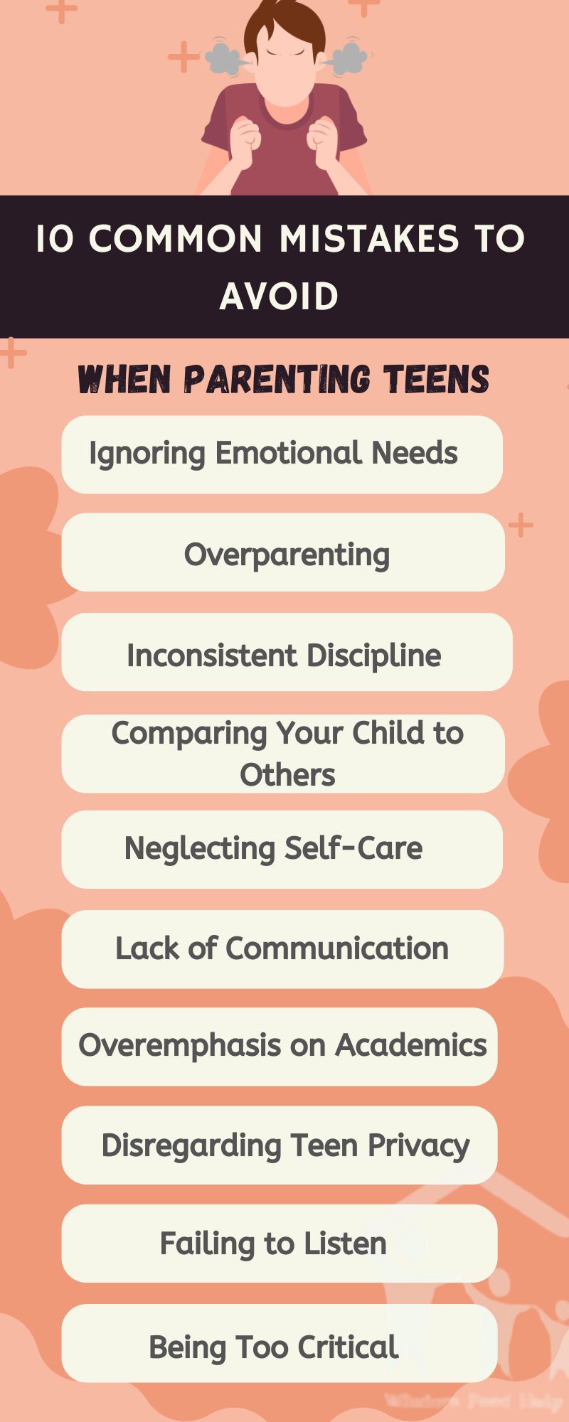 infographic on 10 common mistakes to avoid when parenting teens